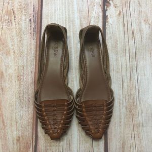 J. Crew Woven Leather Slip On Flats Boho Brown Woman’s Size 8.5